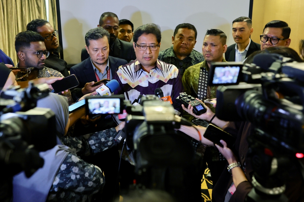 MACC Chief Commissioner Tan Sri Azam Baki speaks to reporters after a roundtable programme, Oct 17, 2024. — Bernama pic