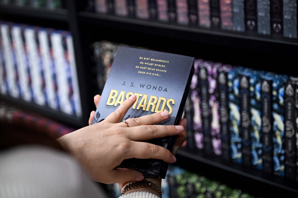 German author Jane S Wonda presents her book ‘Bastards’ during an interview with AFP at the Frankfurt Book Fair, in Frankfurt am Main, Germany on October 16, 2024. — AFP pic
