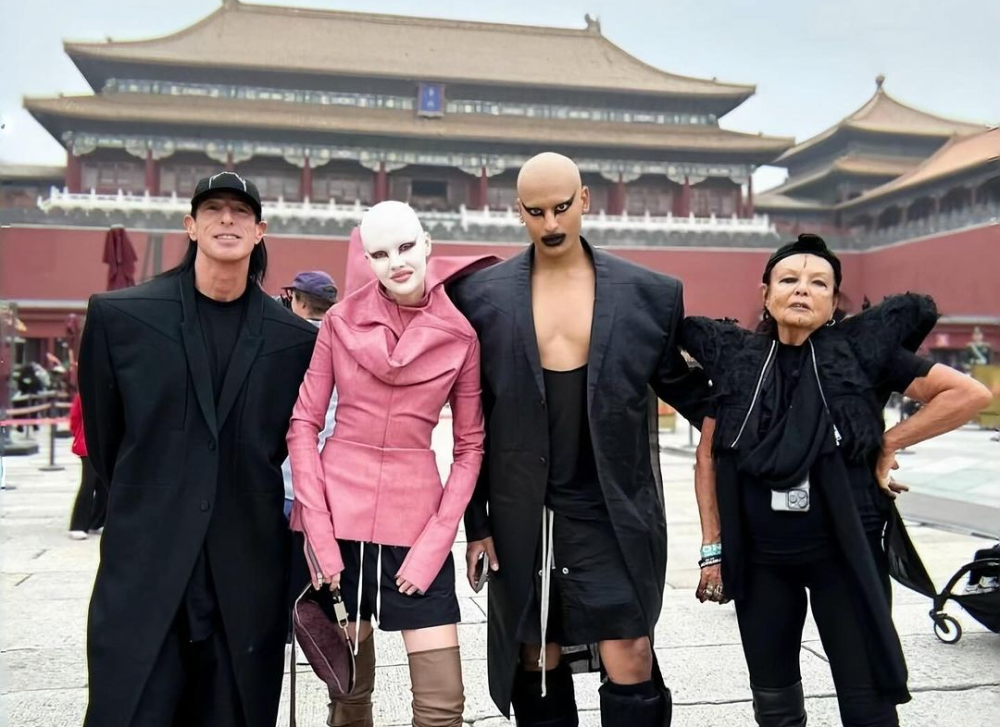 Husband and wife designer duo Rick Owens (left) and Michèle Lamy (right) with Fecal Matter at the Forbidden City before they were ejected. — Picture from Instagram/matieresfecales