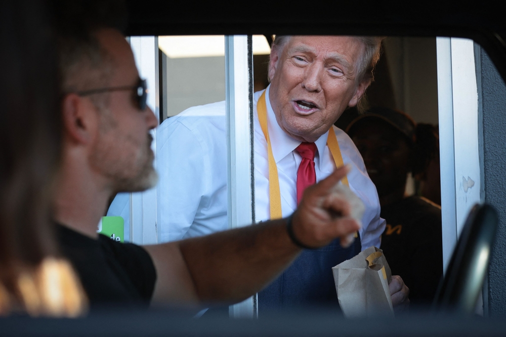 Former US President Donald Trump had a staged photo opportunity at a Feasterville McDonald's location. — Getty Images via AFP