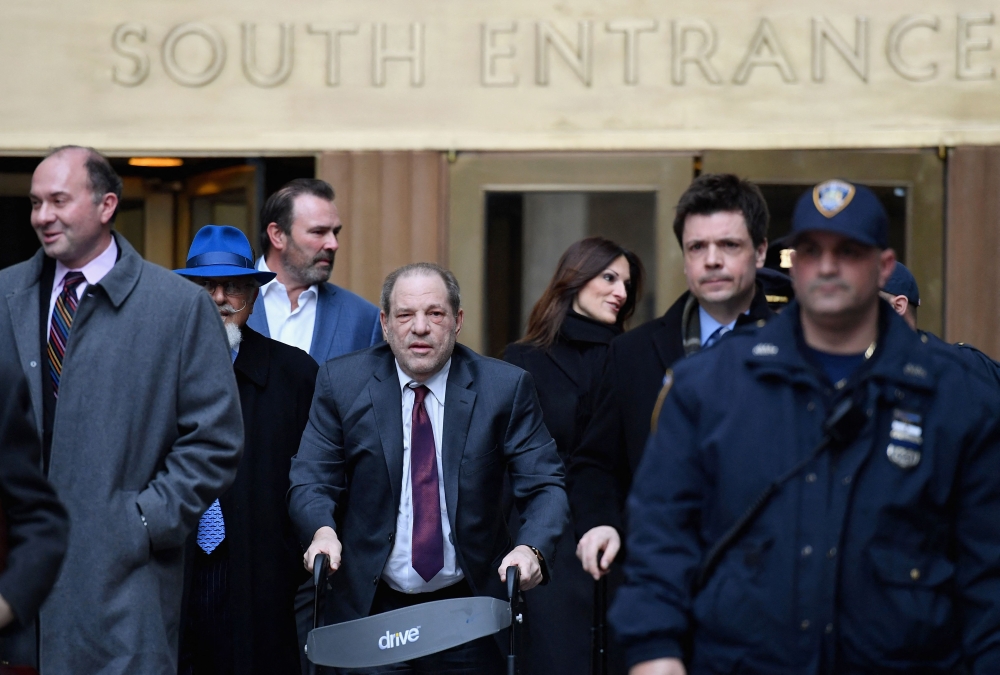 File photo of  Harvey Weinstein leaving the Manhattan Criminal Court in February 2020. — AFP