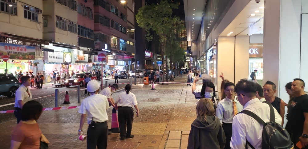 A widely shared photo of the aftermath of the incident in which a glass panel measuring two by three metres fell from the facade of Citywalk mall in Tsuen Wan, Hong Kong.