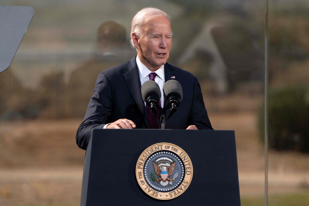 Joe Biden delivers remarks at Gila Crossing Community School on October 25, 2024 in Laveen, Arizona. — AFP pic