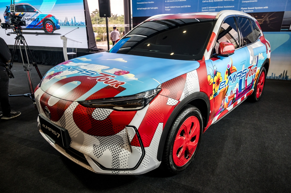 National carmaker Proton has officially revealed the price of the country’s first fully electric vehicle (EV), the e.MAS 7. — Picture by Firdaus Latif