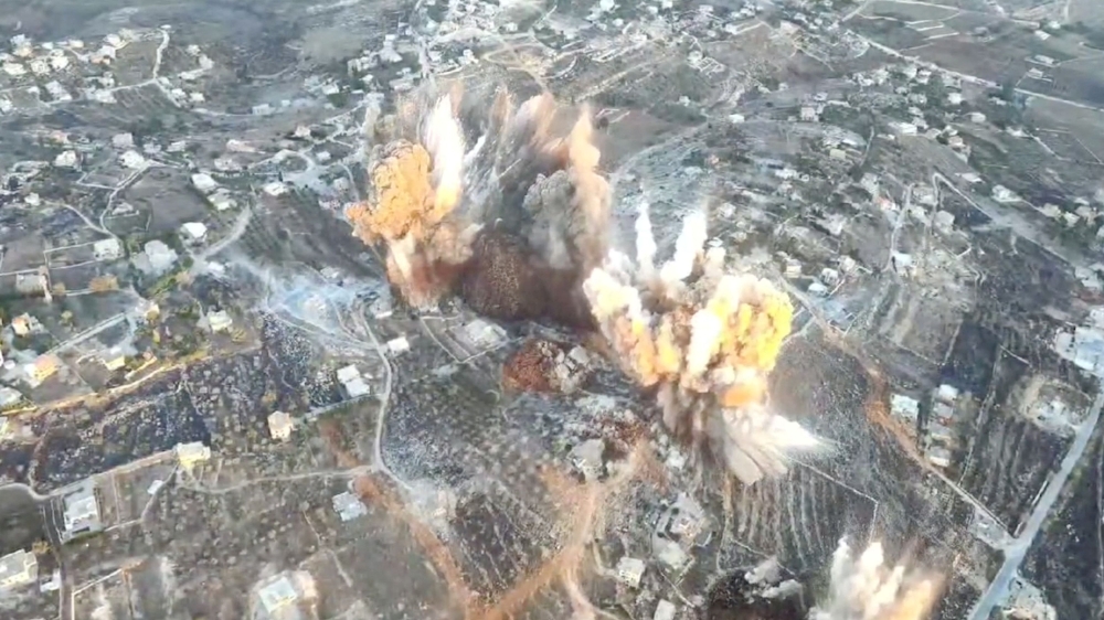 A screen grab shows what the Israeli army says are strikes on a Hezbollah underground compound in a location given as Rab El Thalathine, Lebanon, from a handout video released on October 26, 2024. — Reuters pic