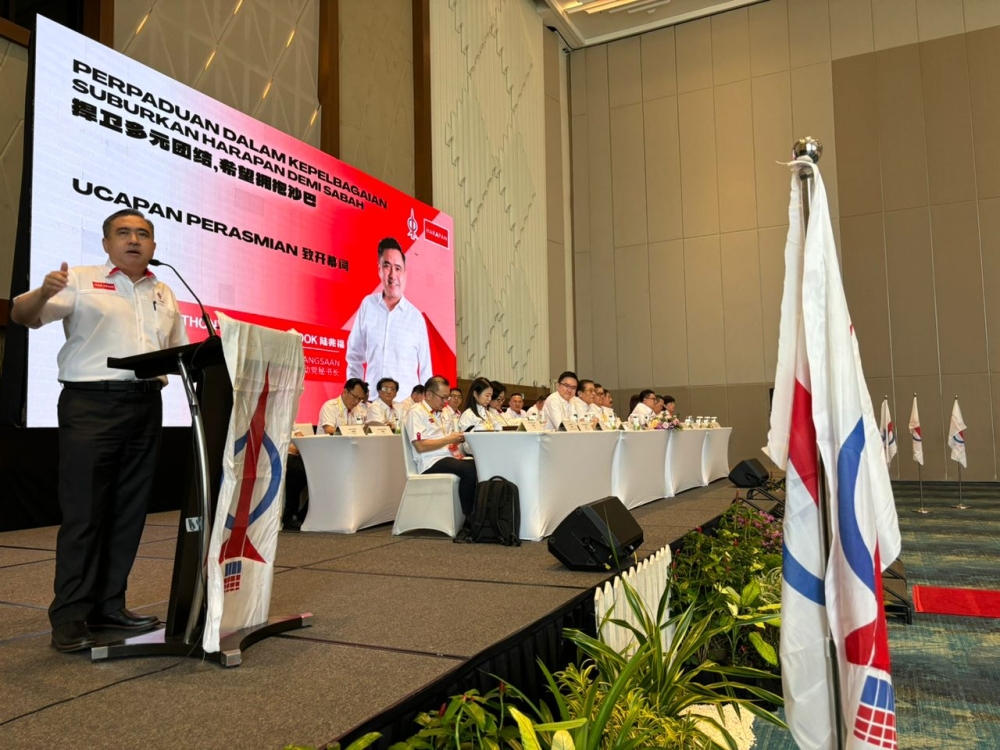 Loke speaks during the DAP Sabah Ordinary convention 2024 in Kota Kinabalu today. — The Borneo Post pic