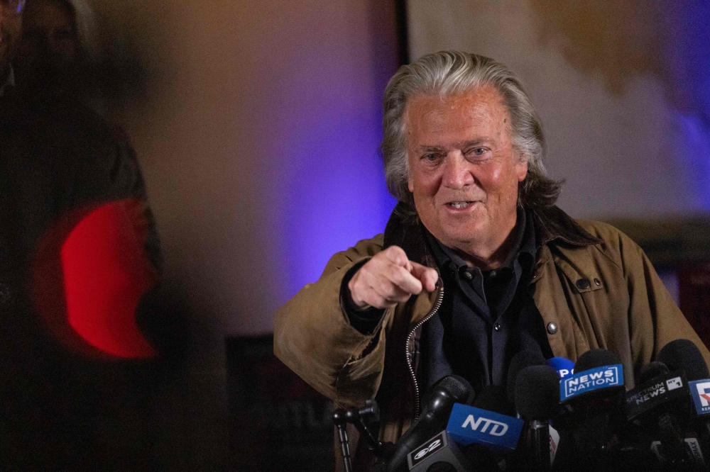 Steve Bannon, one of the brains behind Donald Trump’s far-right movement, was released from prison yesterday after spending nearly four months behind bars. — AFP pic