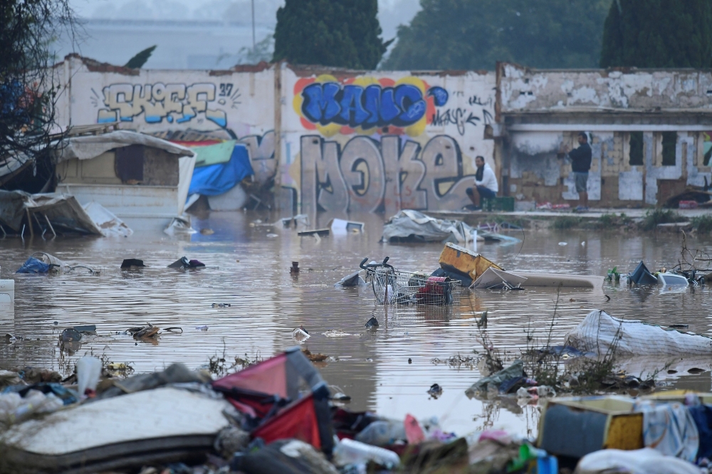 A flooded slum area is pictured in Picuana, near Valencia, eastern Spain, on October 30, 2024. — AFP pic