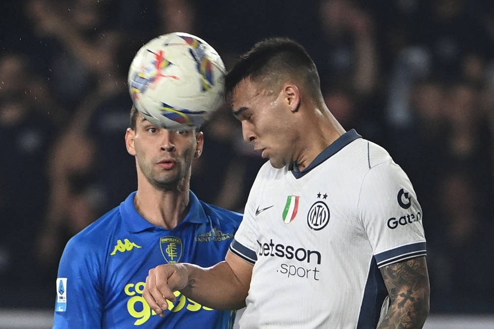 Inter Milan consolidated their second place in Serie A on Wednesday with a 3-0 away thrashing of 10-man Empoli. — AFP pic