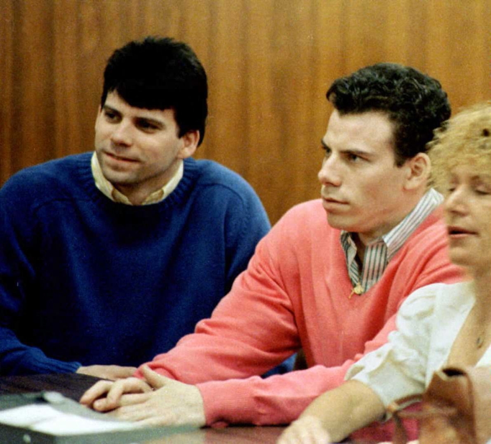 This 1992 file photo shows double murder defendants Erik (right) and Lyle Menendez (left) during a court appearance in Los Angeles, California. — AFP pic