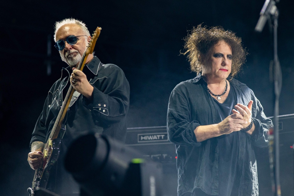 (From left) Reeves Gabrels and Robert Smith of British rock band The Cure perform at the Austin City Limits (ACL) Music Festival on October 12, 2019 at Zilker Park in Austin, Texas. Legendary dark rock band The Cure will release their first studio album in 16 years tomorrow, sparking excitement among their legions of fans and early critical praise. — AFP pic