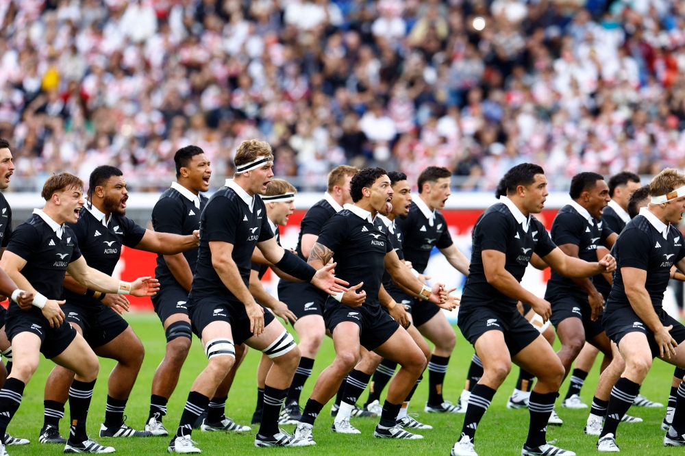 New Zealand players perform a haka before the match against Japan at Yokohama International Stadium, Yokohama, October 26, 2024. — Reuters pic 
