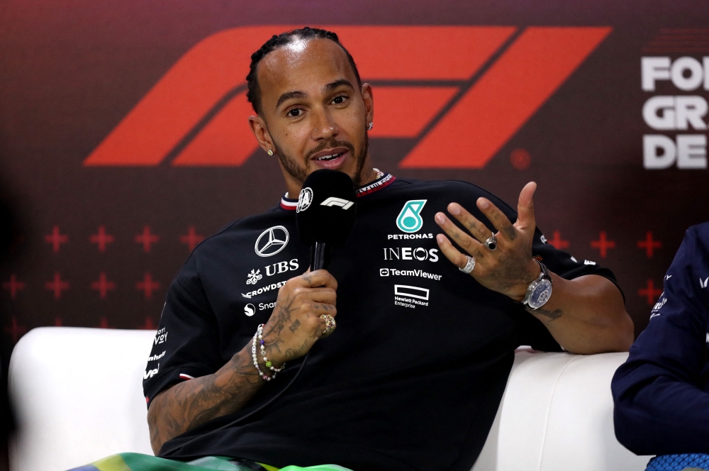 Mercedes’ Lewis Hamilton during a press conference at Autodromo Jose Carlos Pace, Sao Paulo, Brazil, October 31, 2024. — Reuters pic 