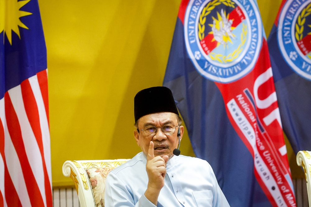 Prime Minister Datuk Seri Anwar Ibrahim says Putrajaya will not tolerate the culture of bullying and thuggery in educational institutions. — Picture by Firdaus Latif