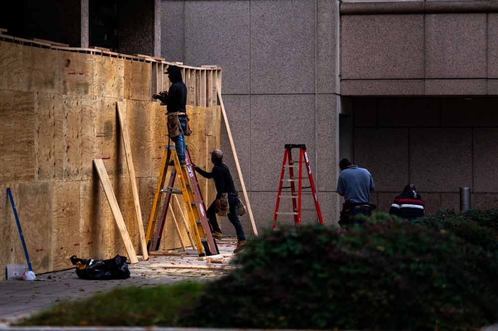 Businesses were boarding up in Washington as the US capital braced for Tuesday’s knife-edge presidential election — and any potential repeat of the shocking violence that erupted in the wake of 2020’s vote. — AFP pic