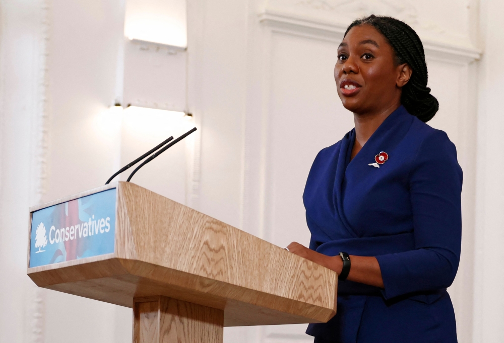 New leader of Britain's main opposition Conservative Party, Kemi Badenoch, came out on top in the two-horse race with former immigration minister Robert Jenrick, as decided by party members. — AFP pic