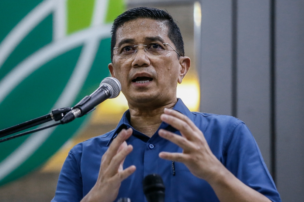 A file photograph shows Datuk Seri Azmin Ali speaking at an event in Gombak, Selangor, on March 11, 2023. — Picture by Hari Anggara