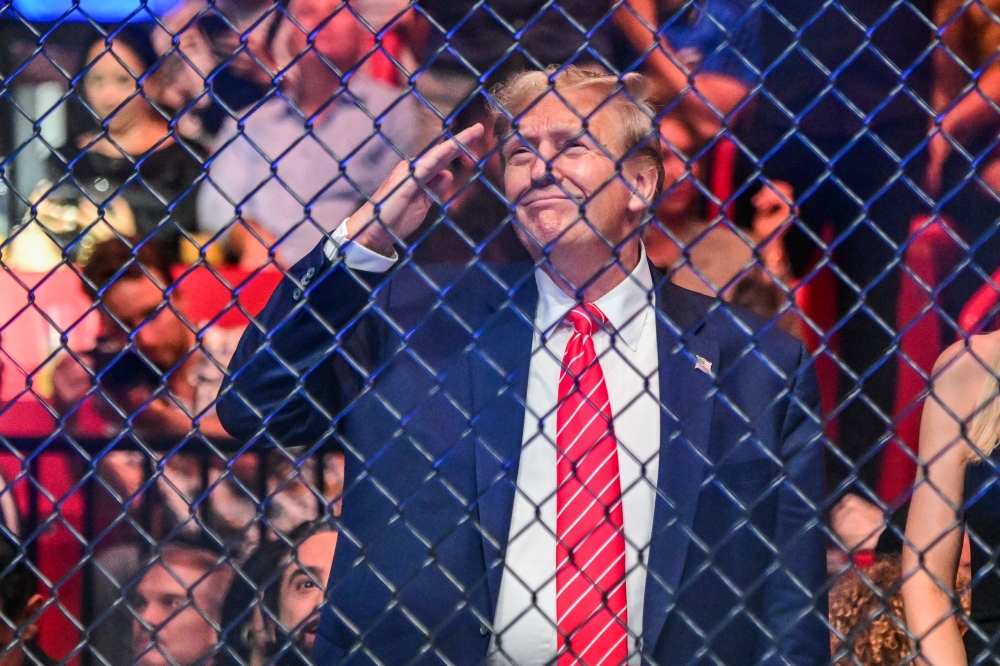 Donald Trump attends the Ultimate Fighting Championship (UFC) 299 mixed martial arts event at the Kaseya Center in Miami, Florida in this file picture taken on March 9, 2024. — AFP pic