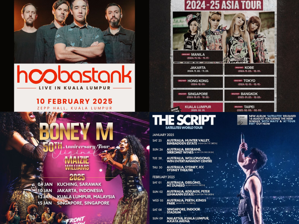 Concert lovers in Malaysia are in for a treat in 2025. — Picture from Instagram/Hoobastank/The Script/LiveNationMY/FrontRow.Asia