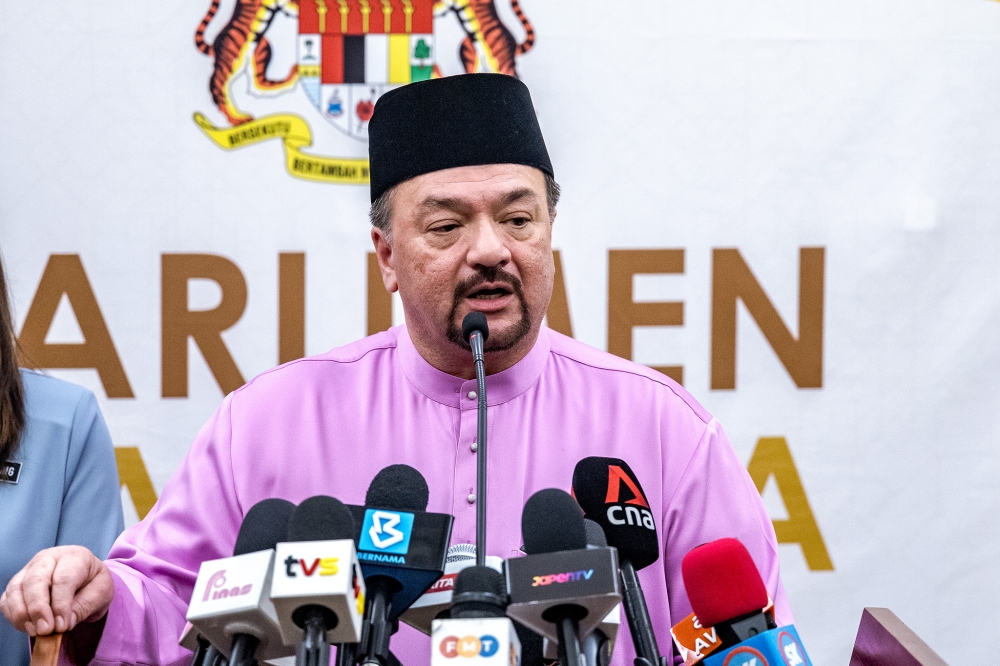 Finance Minister II Datuk Seri Amir Hamzah Azizan said the government’s current priority is completing and further developing projects such as the Gemas-Johor Baru electrified double-track rail project and the East Coast Rail Link. — Picture by Firdaus Latif