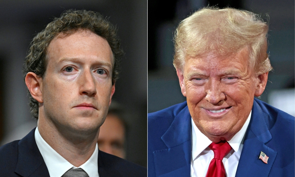 This combination of pictures shows Mark Zuckerberg (left)  and US President-elect Donald Trump. — AFP pic