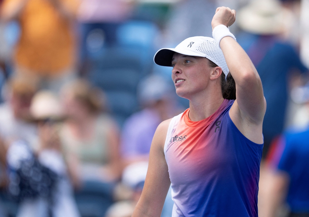 Swiatek played in Cincinnati, where she was the top seed and reached the semi-finals. The WTA said she won nearly $159,000 in prize money at the tournament won by Sabalenka. — File pic via Reuters