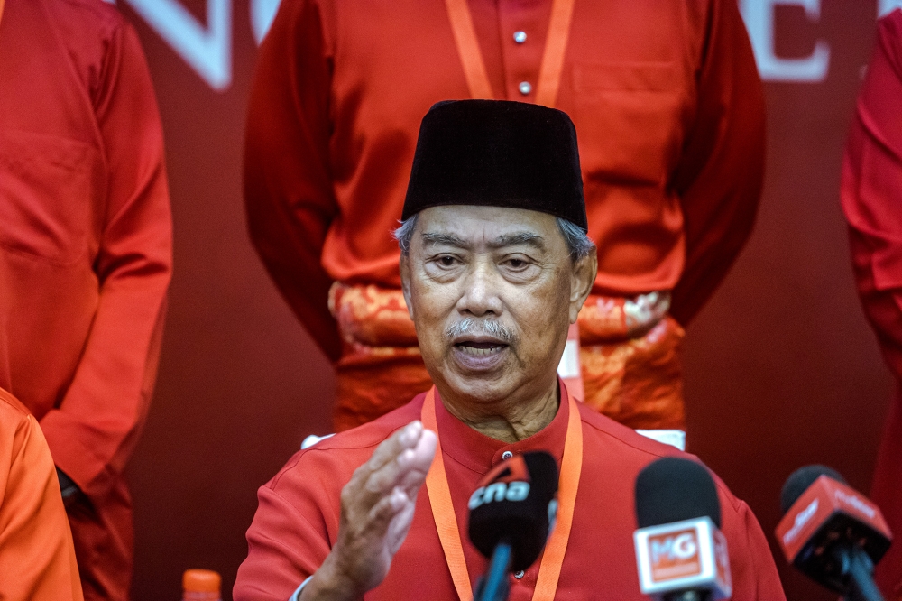 Bersatu president Tan Sri Muhyiddin Yassin speaks during a press conference at the party’s annual general meeting at Ideal Convention Centre (IDCC) Shah Alam November 30, 2024. — Picture By Firdaus Latif