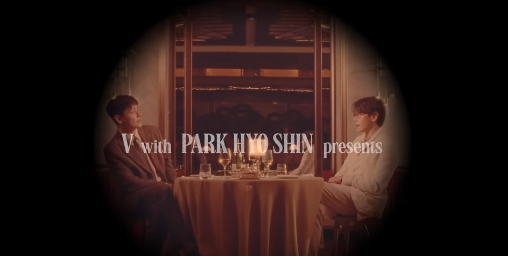YouTube screenshot from the cinematic version music video of V’s digital single “Winter Ahead (with Park Hyo-shin)”.