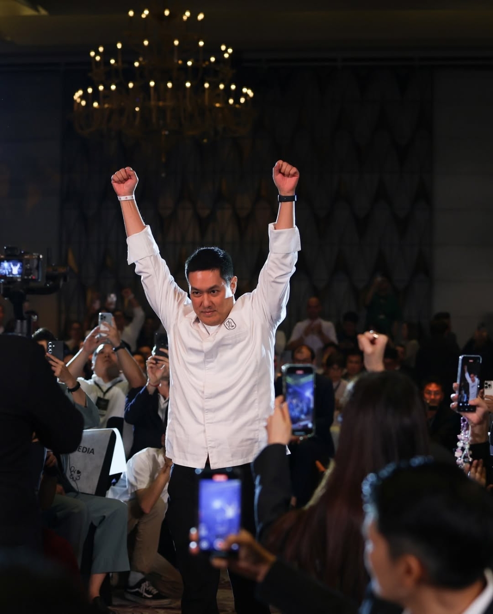 Chef Supaksorn “Ice” Jongsiri of Sorn reacts after Sorn was announced a three-star restaurant during the Michelin Thailand 2025 Awards Ceremony in Bangkok. — Picture from Instagram/sornfinesouthern