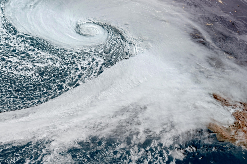 A low-pressure storm system known as a ‘bomb cyclone’ forms off the coast of the US Pacific Northwest and western Canada in a composite satellite image November 19, 2024. — CIRA/NOAA handout pic via Reuters