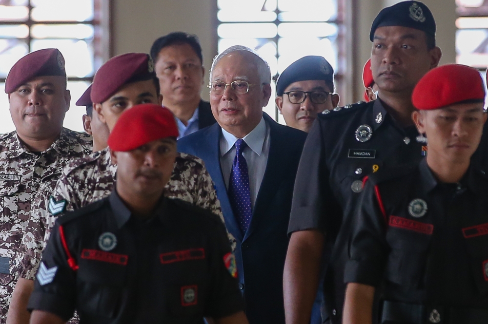 Former prime minister Datuk Seri Najib Razak today said the RM60 million he had received in 2011 in his personal AmIslamic bank account was a donation. — Picture by Yusof Mat Isa