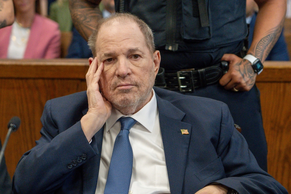 Former Hollywood movie producer and convicted sex offender Harvey Weinstein  at Manhattan Criminal Court in New York on May 1, 2024. — AFP pic