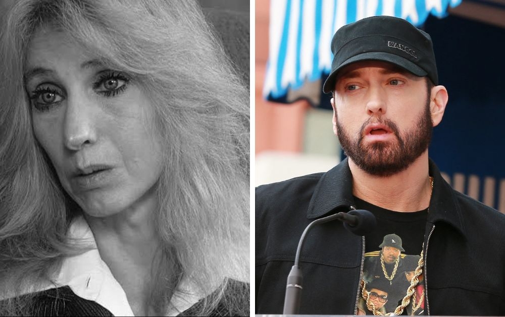 This combination picture shows Debbie Nelson and rapper Eminem. Nelson, the mother of rapper Eminem, has died at the age of 69. — Pictures via Facebook/AFP