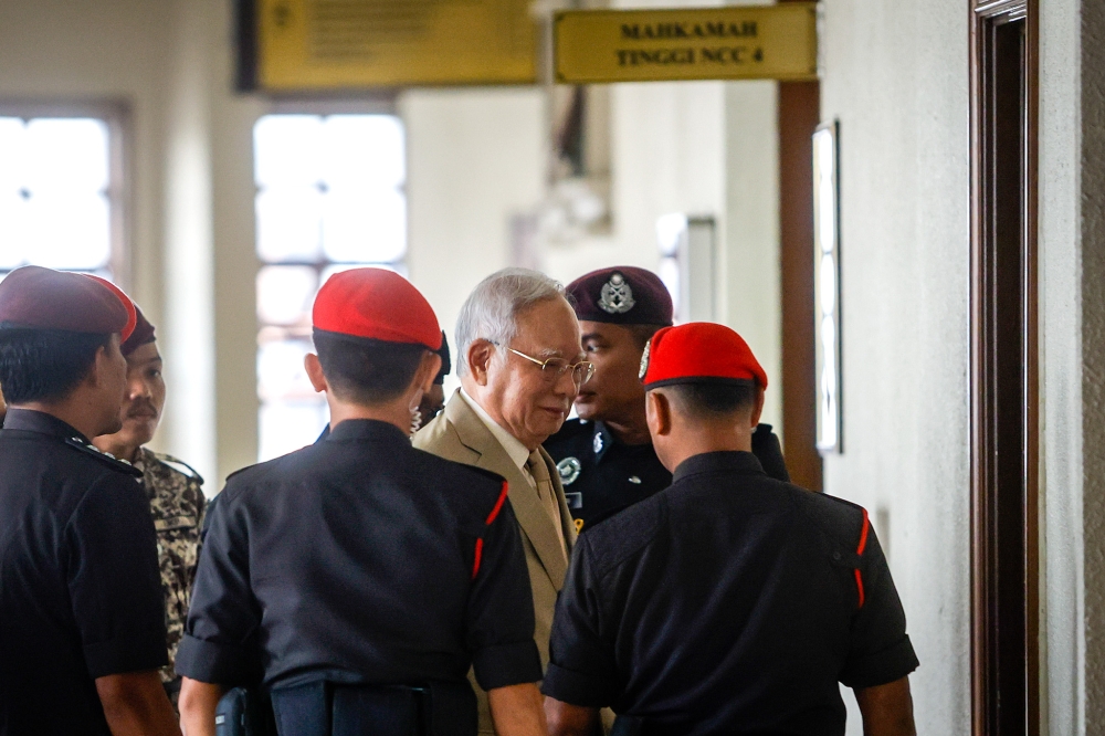 Former prime minister Datuk Seri Najib Razak is pictured at the Court Complex in Kuala Lumpur on December 4, 2024 where he is testifying as a witness in his own defence for the main 1MDB trial. — Picture by Firdaus Latif