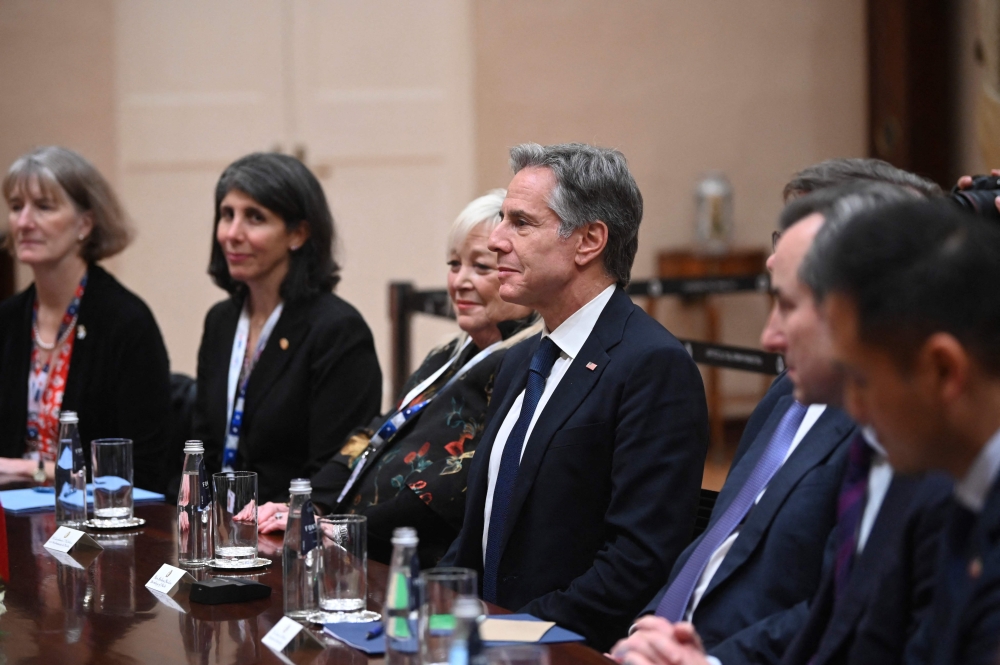 US Secretary of State Antony Blinken (centre) listens during a meeting with Maltese Prime Minister at the Auberge de Castille in Valletta on December 4, 2024. Blinken arrived in Malta to attend the 31st OSCE Ministerial Council on December 5 and 6. — Jonathan Borg/Pool/AFP pic 