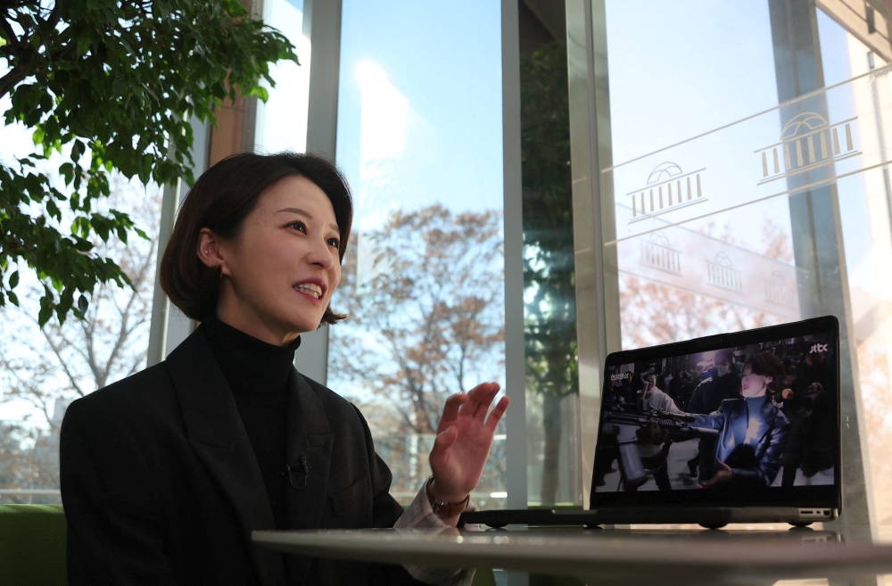 Ahn Gwi-ryeong, spokesperson of South Korea's main opposition Democratic Party speaks during an interview with Reuters at the National Assembly in Seoul, South Korea, December 5, 2024. — Reuters pic