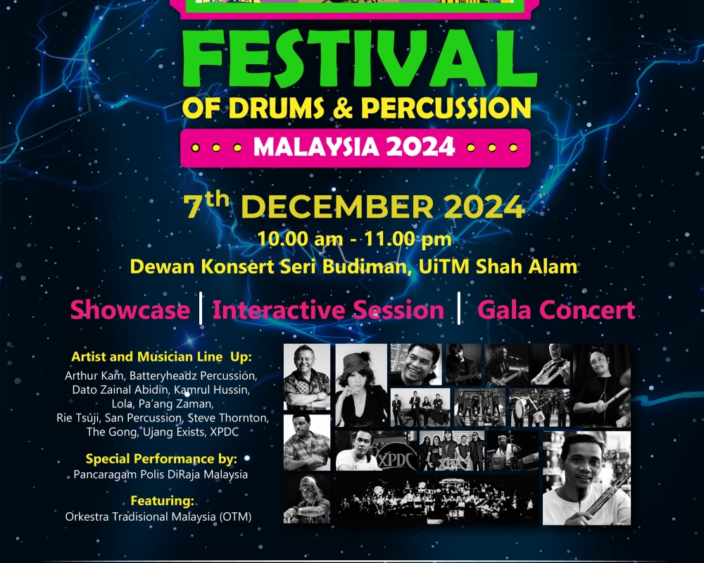 The Festival of Drum and Percussion Malaysia will take place this December 7 at the Dewan Seri Budiman in UiTM Shah Alam. — Picture courtesy of JS Music