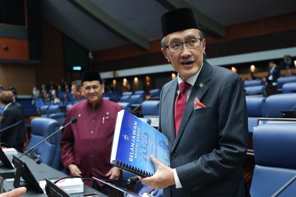 A file photograph shows Sabah Finance Minister Datuk Seri Masidi Manjun at the state assembly on Nov 15, 2024. — Bernama pic