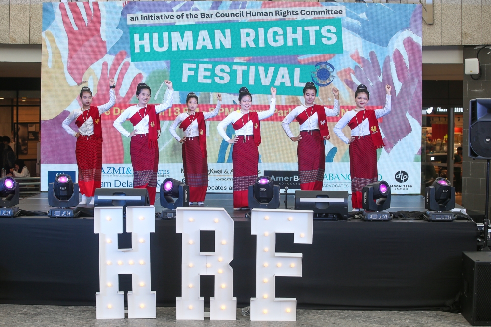 Members of the Mon Refugee Learning Centre perform a dance during the Human Rights Festival at MyTown Shopping Centre in Kuala Lumpur December 8, 2024. — Picture by Yusof Mat Isa