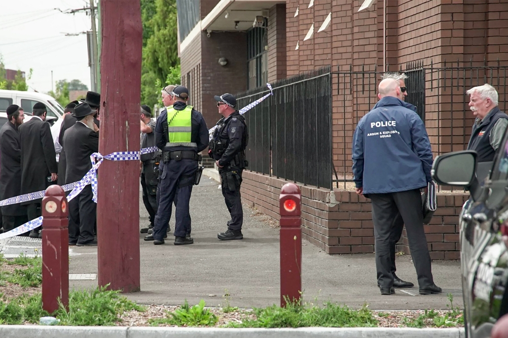 Australian police said on Monday they are hunting for three suspects over an arson attack on a Melbourne synagogue. — AFP pic