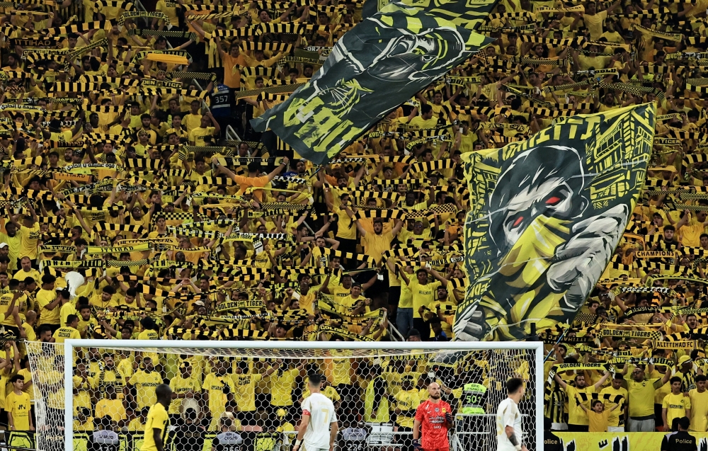 General view of Al Ittihad fans inside the stadium during the match against Al Nassr at King Abdullah Sport City, Jeddah, Saudi Arabia, December 6, 2024. — Reuters pic