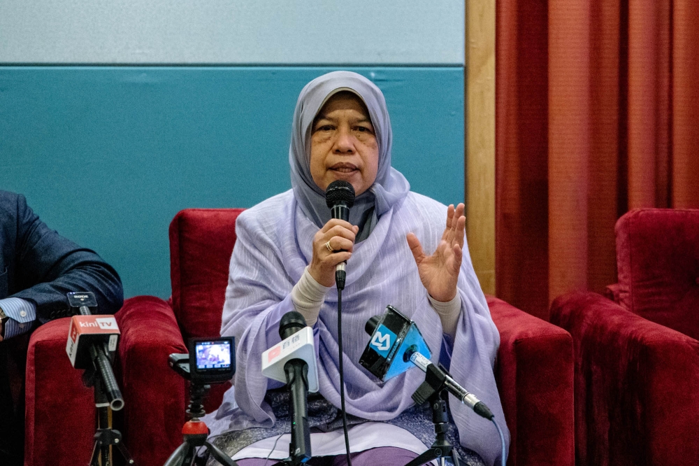 Datuk Zuraida Kamaruddin speaks during a press conference in Ampang in this file photo taken on June 9, 2022. — Picture by Firdaus Latif
