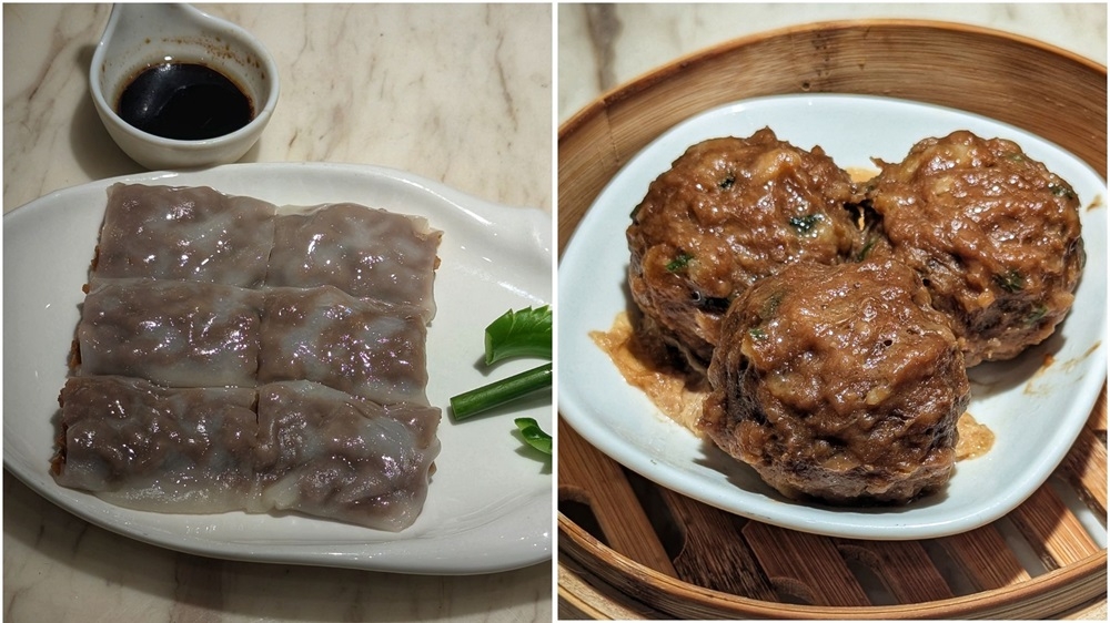 Tao Tao Ju’s handling of beef is masterful, in both the rice rolls with beef (left) and steamed beef balls (right). — Picture by by Ethan Lau