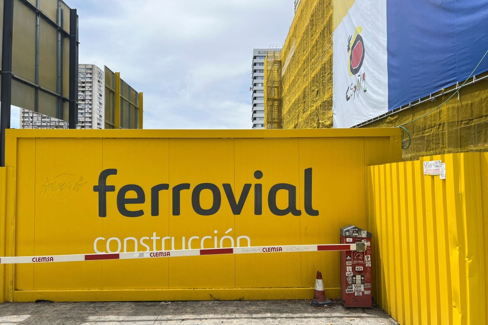 The logo of Spanish infrastructure firm Ferrovial is seen at a construction site in Madrid June 22, 2024. — Reuters pic  