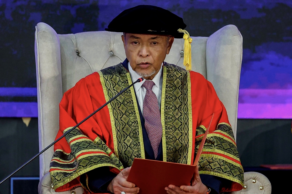 Deputy Prime Minister Datuk Seri Ahmad Zahid Hamidi delivering a speech at the 4th Ketengah College Convocation Ceremony at the World Trade Centre Kuala Lumpur (WTC) today. — Bernama pic