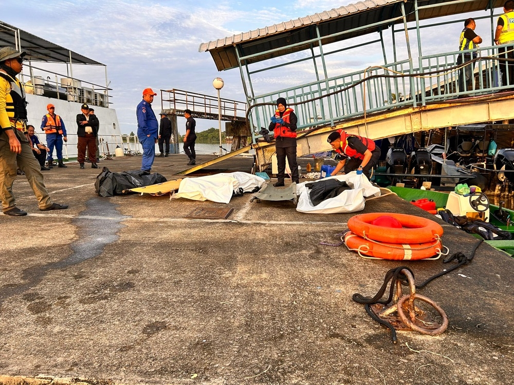 Handout photo from Bomba shows the bodies of the Sarawak Regatta paddlers at the SAR operation site in Bintawa Industrial Area near Kuching. — Picture courtesy of the Fire and Rescue Department 