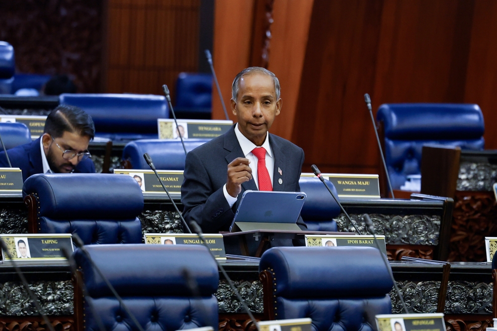 Deputy Minister in the Prime Minister’s Department (Law and Institutional Reform) M. Kulasegaran speaks in Parliament on Dec 11, 2024. — Bernama pic