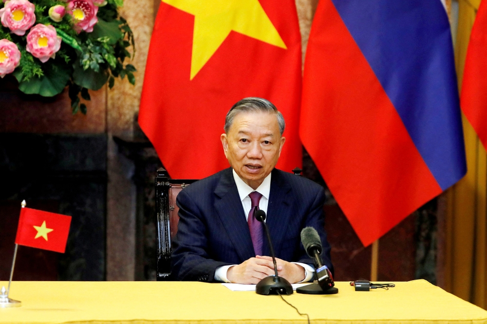 Vietnamese President To Lam attends a press briefing at the Presidential Palace in Hanoi, Vietnam, Thursday, June 20, 2024. — Reuters pic
