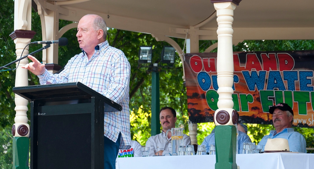 A 2011 photo shows Alan Jones addressing a crowd at a rally in Bowral to oppose coal and coal seam gas in the Southern Highlands of New South Wales. — Picture by Jeremy Buckingham/Creative Commons