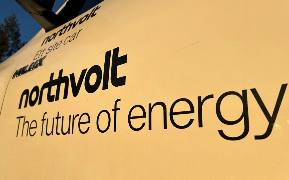 A Northvolt logo on a car outside of the Northvolt Ett factory in Skelleftea, Sweden, November 27, 2024. — Reuters pic  